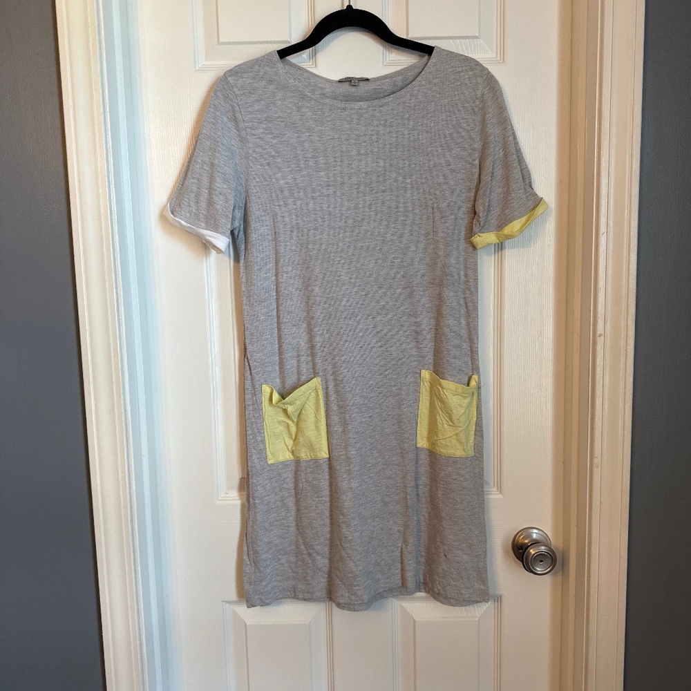 Lisa Todd Grey tshirt dress with yellow pockets